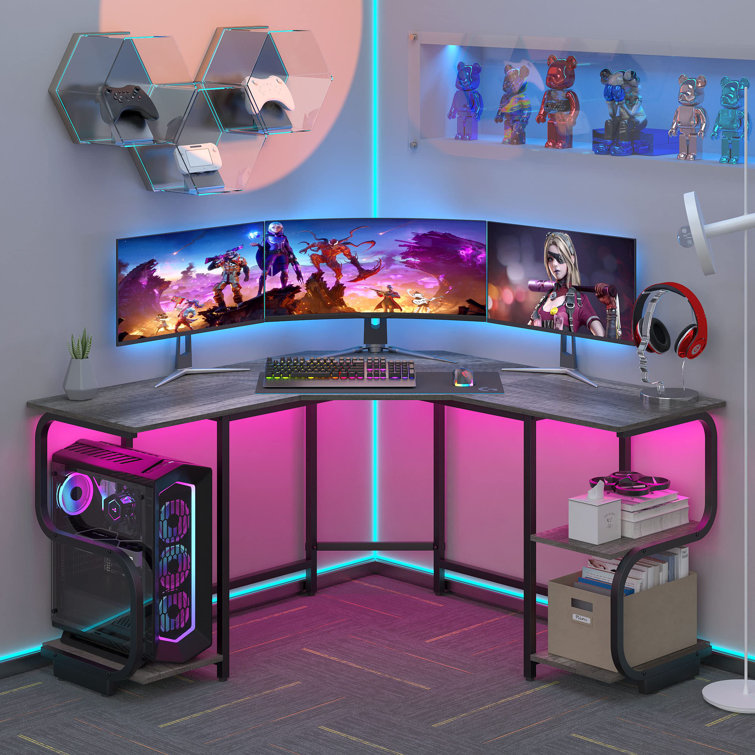 Modern l shaped gaming shop desk